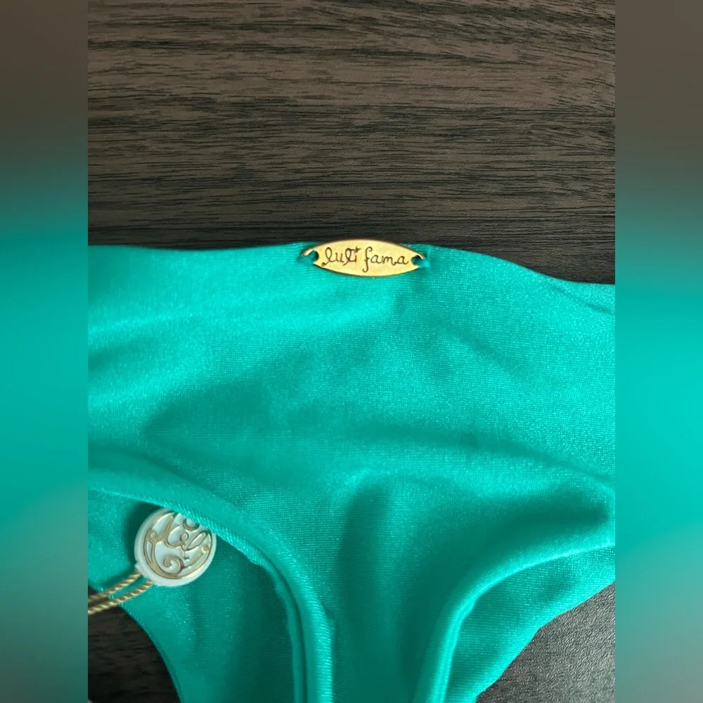 New $90 Luli Fama Sexy Siren Champagne Sparkle Tiny Bottom Swim Bottom Size XS - Picture 4 of 7